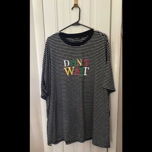 Shein Strip Black and white graphic t shirt